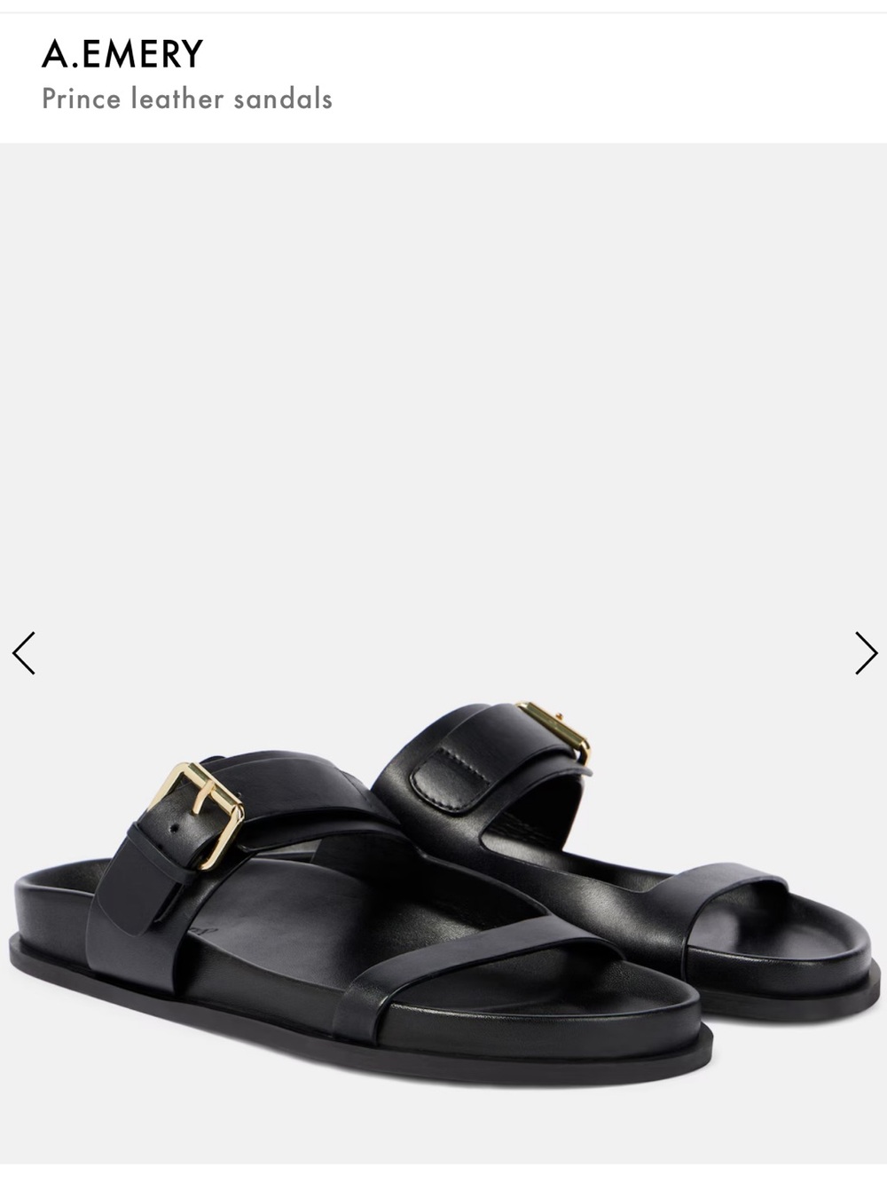 A.EMERY Prince Leather Black Buckle Slide Sandals